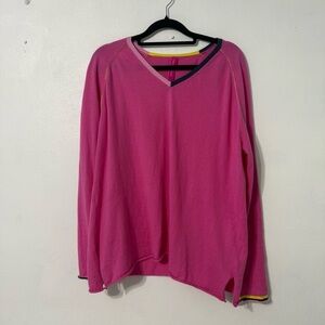 Zaket & Plover Pink V-Neck Sweater silk cotton blend